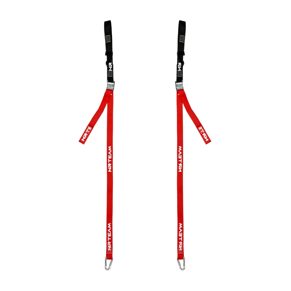 Paar Motorrad-Spannriemen Tie Down 38mm NRTeam rot DS89.TD15R